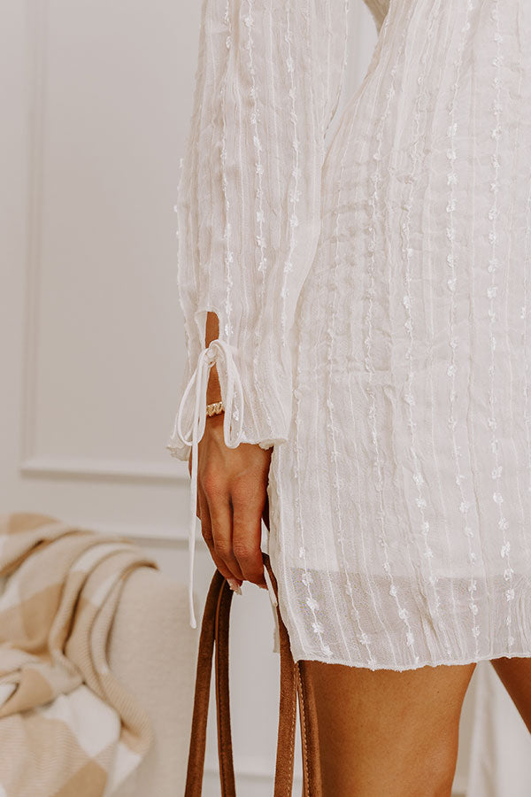 Darling Detail Embroidered Mini Dress in Cream Image 3