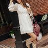 Darling Detail Embroidered Mini Dress in Cream Image - 1