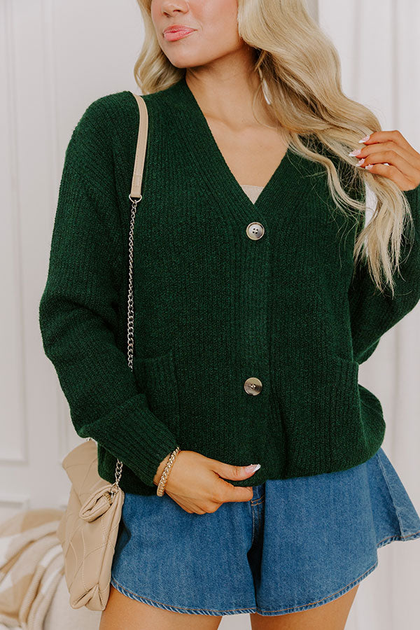 Cider Season Knit Cardigan in Hunter Green Image 2
