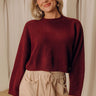 Comfy Chic Knit Crop Sweater Top in Maroon Image - 1