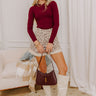Casual Hangout Ribbed Bodysuit in Maroon Image 1