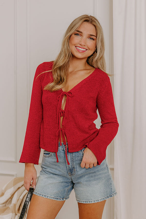 Kind Heart Front Tie Knit Top Image 4