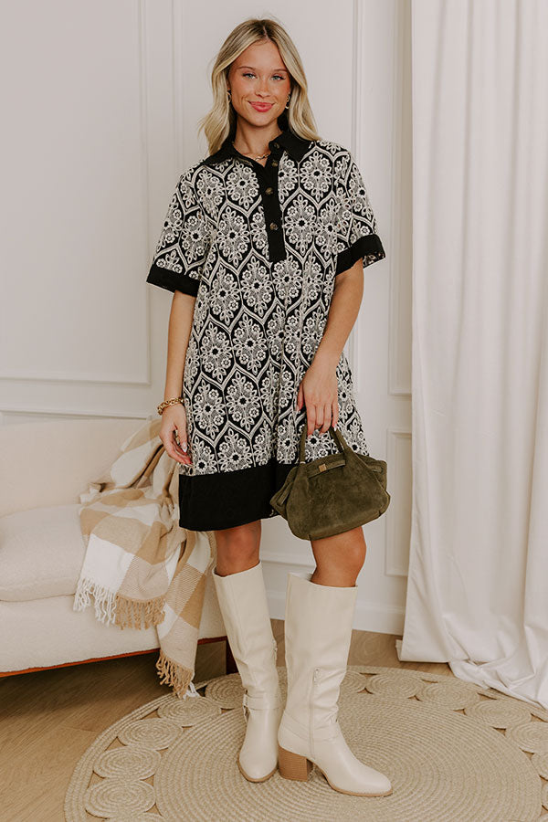 Brunch Plans Ready Eyelet Mini Dress in Black Image 1