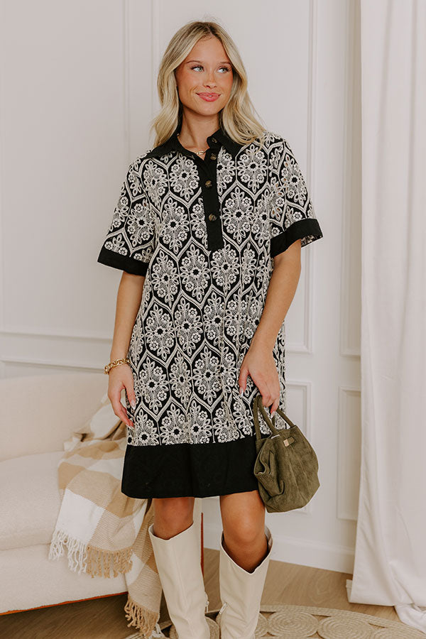 Brunch Plans Ready Eyelet Mini Dress in Black Image 2