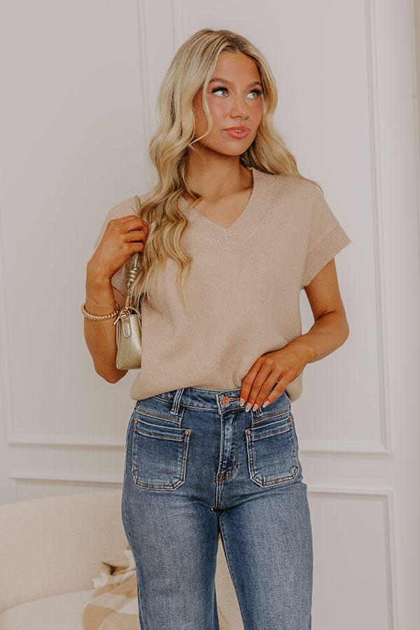 Hayride Cutie Knit Sweater Top in Iced Latte Image 1