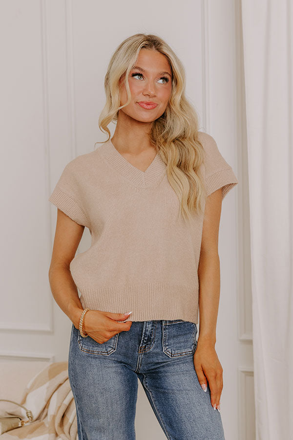 Hayride Cutie Knit Sweater Top in Iced Latte Image 3