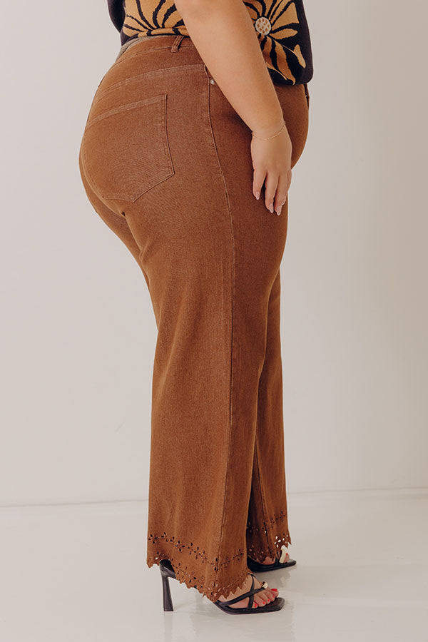 The Georgia High Waist Eyelet Pants in Chocolate Curves Image - 3