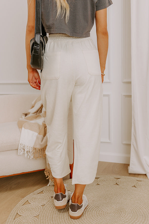 The Livvy High Waist Terry Barrel Leg Pants in Cream Image 4