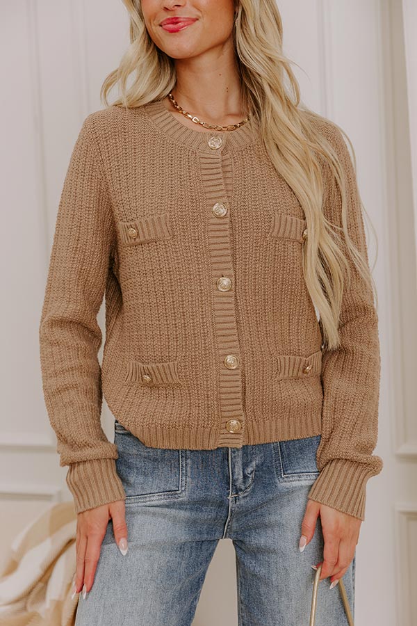 Posh Moment Knit Cardigan in Mocha Image 2