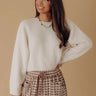 Comfy Chic Knit Crop Sweater Top in Cream Image - 1