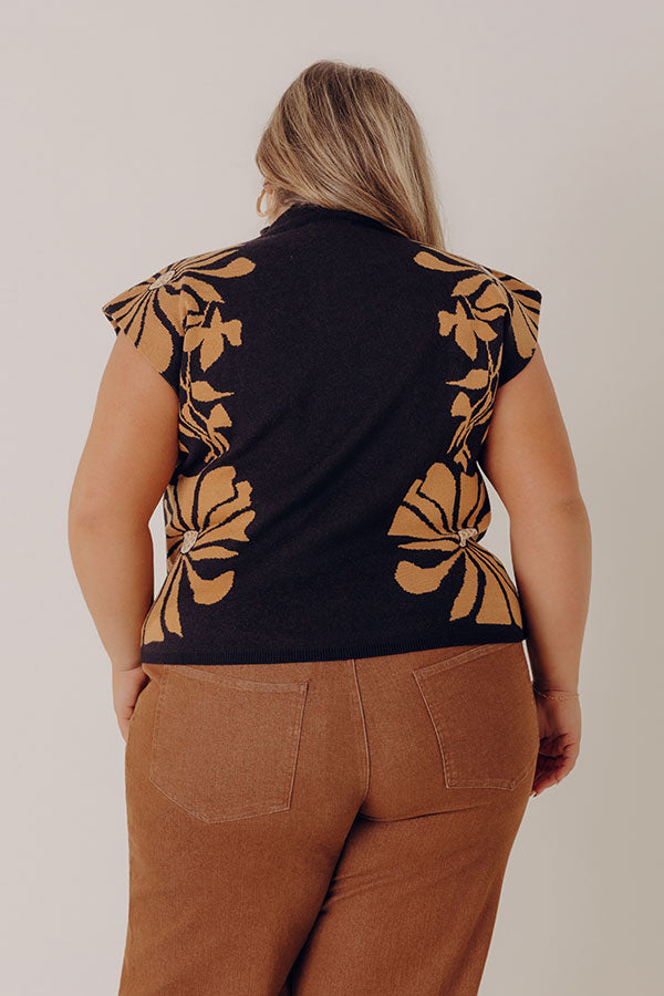 City Bloom Floral Knit Top in Black Curves Image - 4