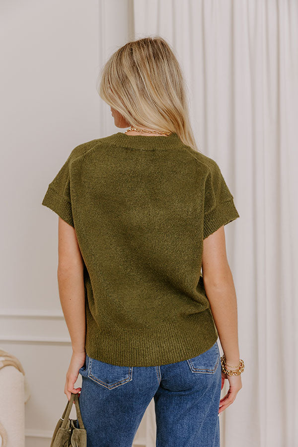 Hayride Cutie Knit Sweater Top in Olive Image 4