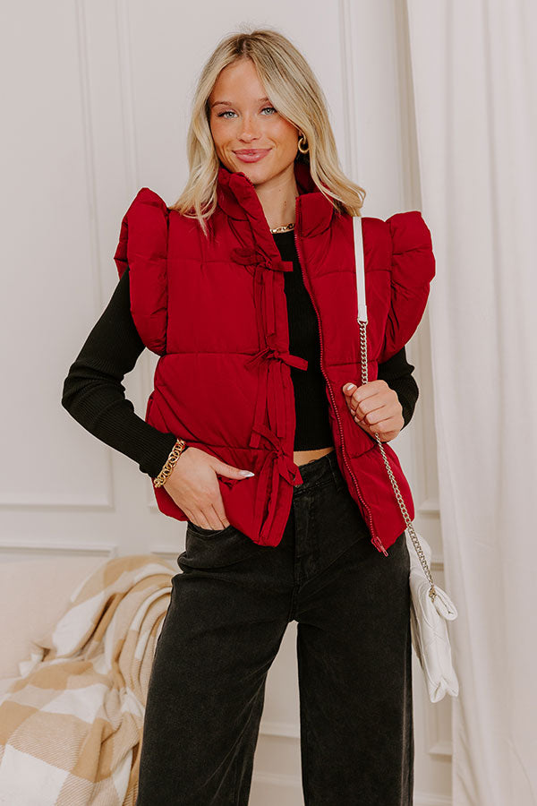 Mountain Top Resort Puffer Vest in Wine Image 1