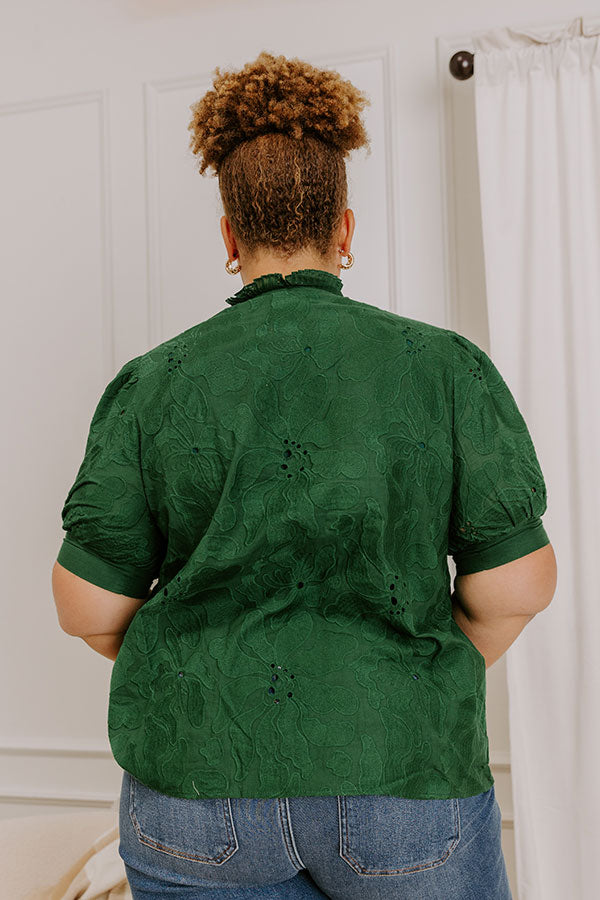 Petals And Pinot Floral Embroidered Top in Hunter Green Curves Image 4