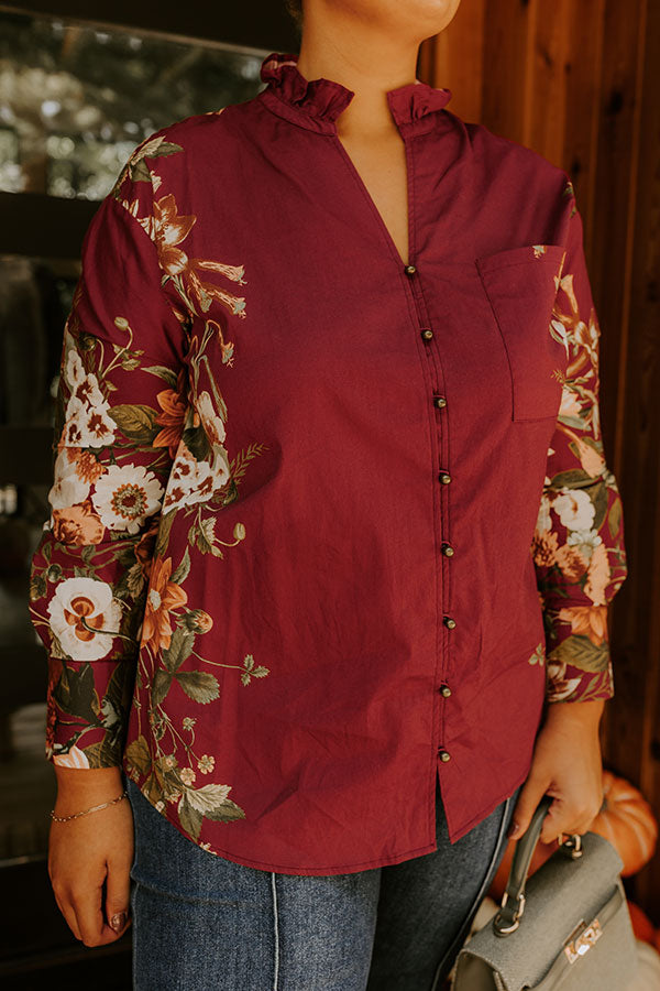 Uptown Poise Floral Top in Wine Curves Image 3
