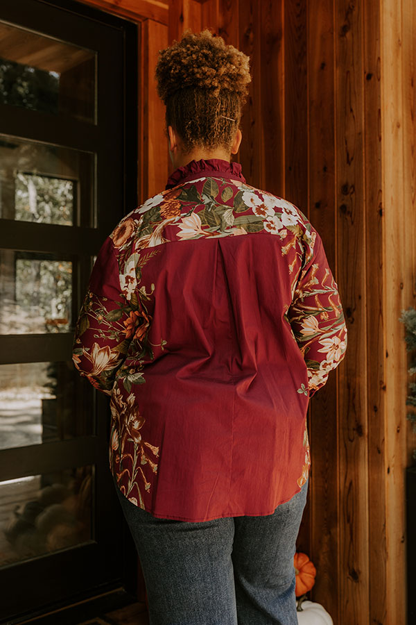 Uptown Poise Floral Top in Wine Curves Image 5