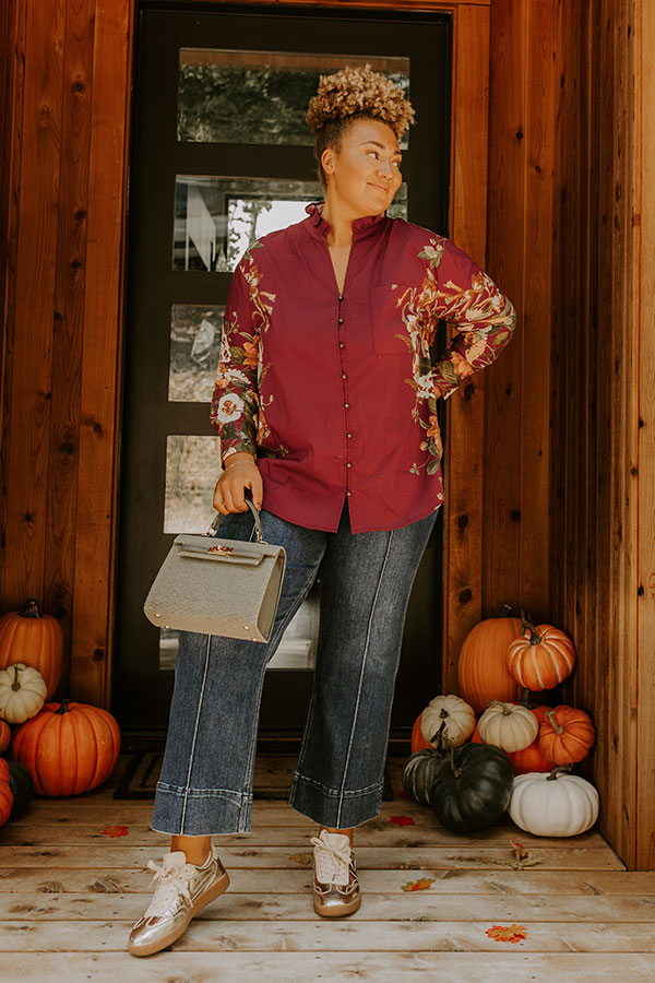 Uptown Poise Floral Top in Wine Curves Image - 1