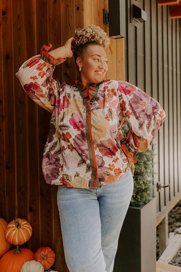 Autumn In Bloom Button Down Top Curves Image 1
