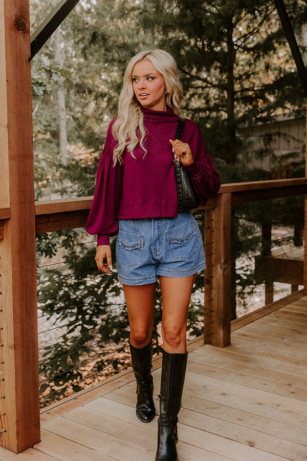 Sweet Energy Knit Top in Merlot Image 3
