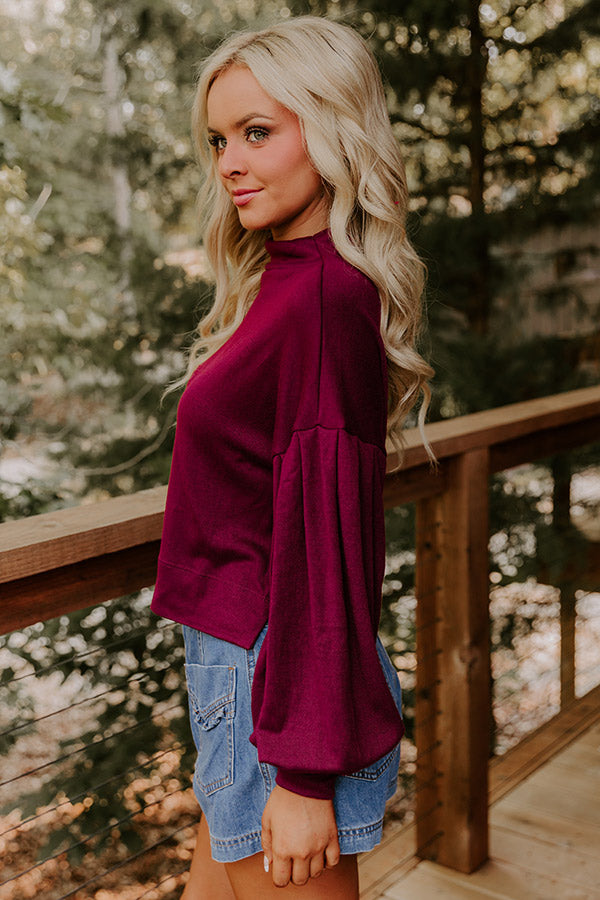 Sweet Energy Knit Top in Merlot Image 4