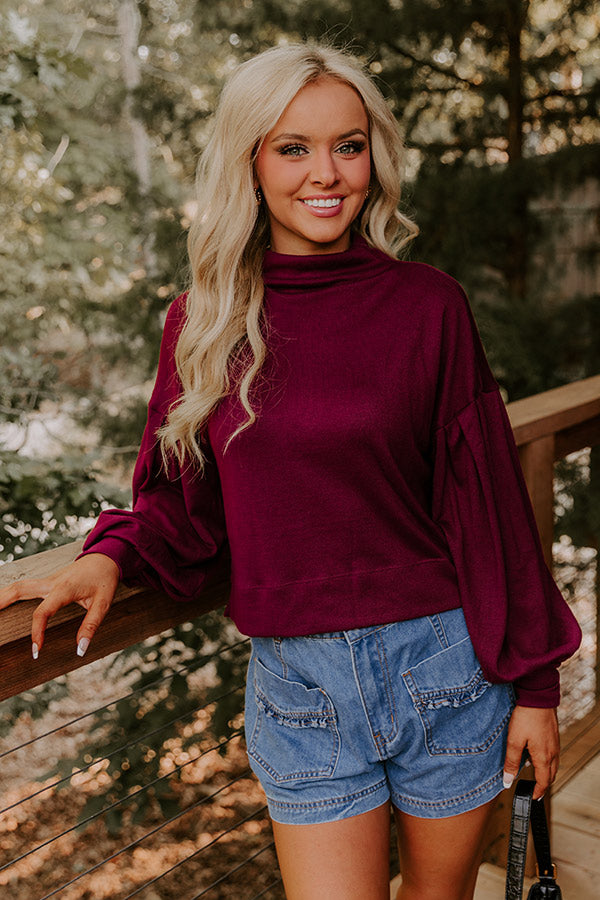 Sweet Energy Knit Top in Merlot Image 2