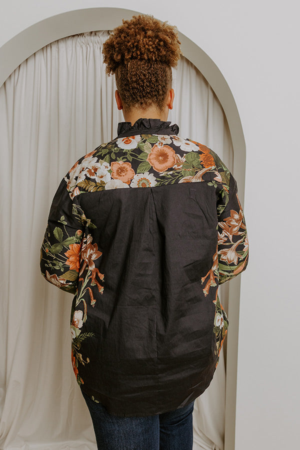 Uptown Poise Floral Top in Black Curves Image 4