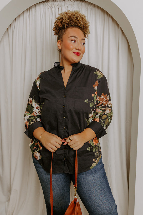 Uptown Poise Floral Top in Black Curves Image 1