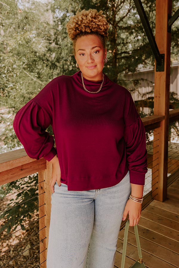 Sweet Energy Knit Top in Merlot Curves Image 1