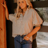 Smiles And Stripes Quarter Zip Top in Sage  Image 1