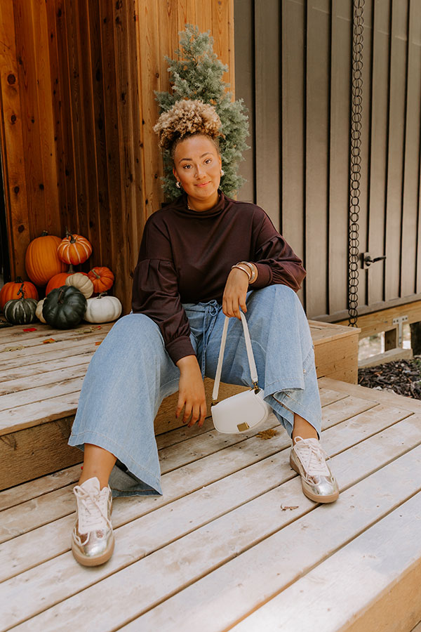 Sweet Energy Knit Top in Chestnut Curves Image 1