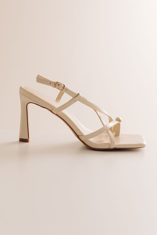 The Liliana Faux Leather Heel in Cream Image - 2