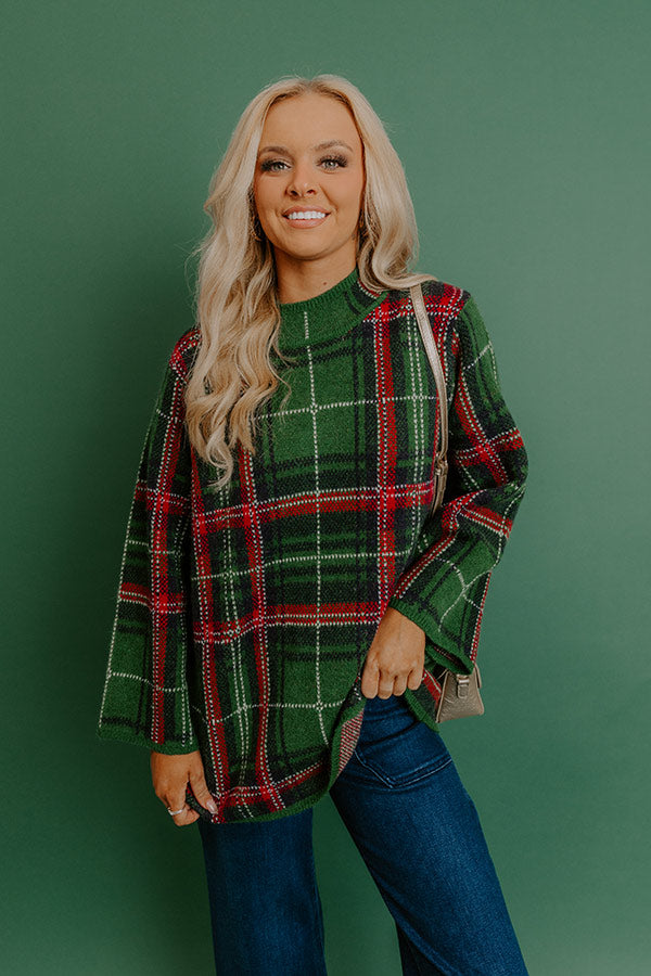 Full Of Cheer Plaid Knit Sweater in Green Image 2