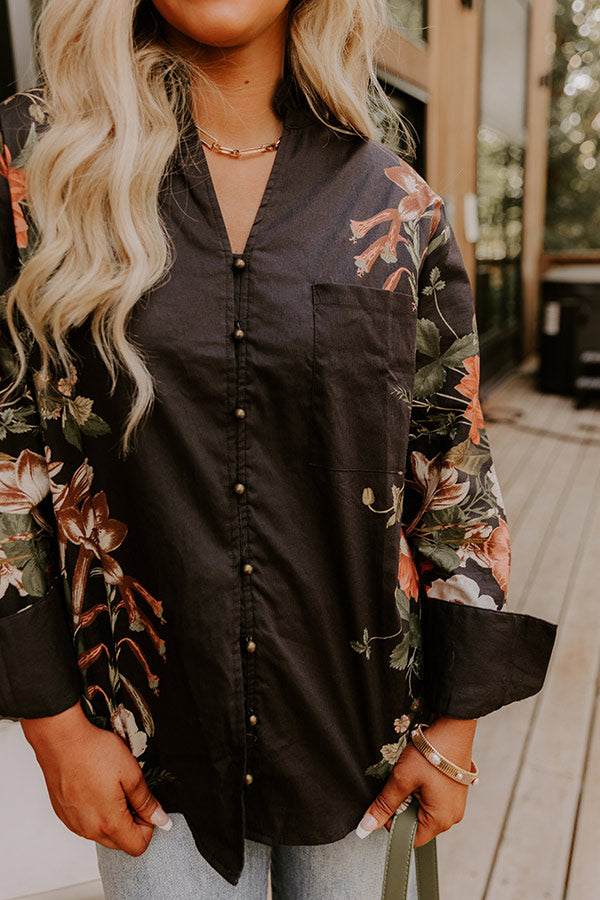 Uptown Poise Floral Top in Black Image 2