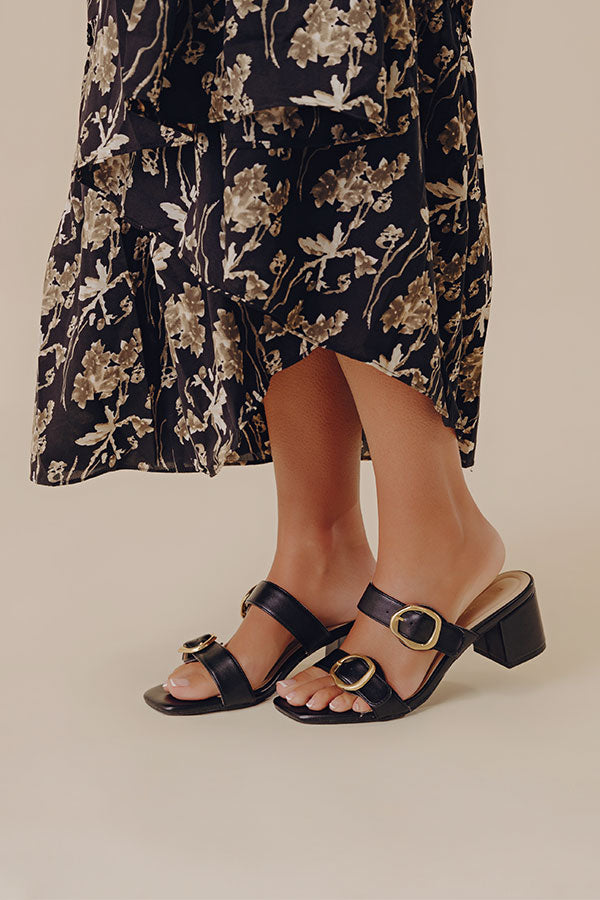 The Eloise Faux Leather Heel in Black