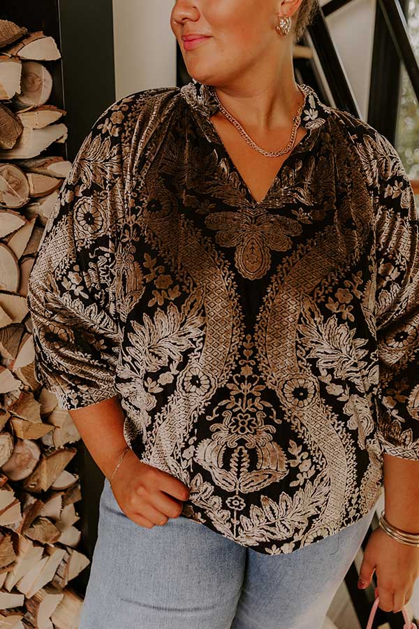 Champagne Fizz Floral Velvet Burnout Top Curves Image 3