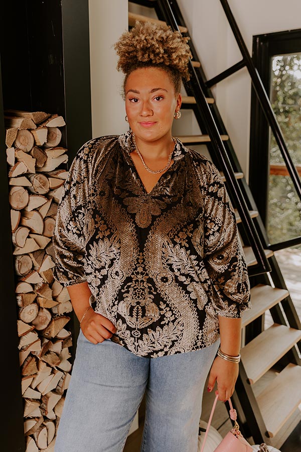 Champagne Fizz Floral Velvet Burnout Top Curves Image 4