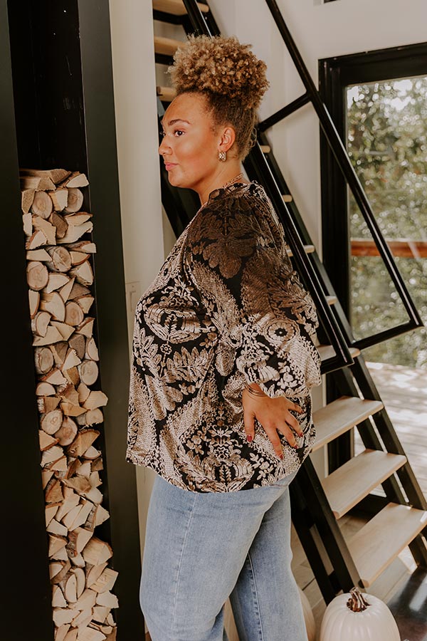 Champagne Fizz Floral Velvet Burnout Top Curves Image 5