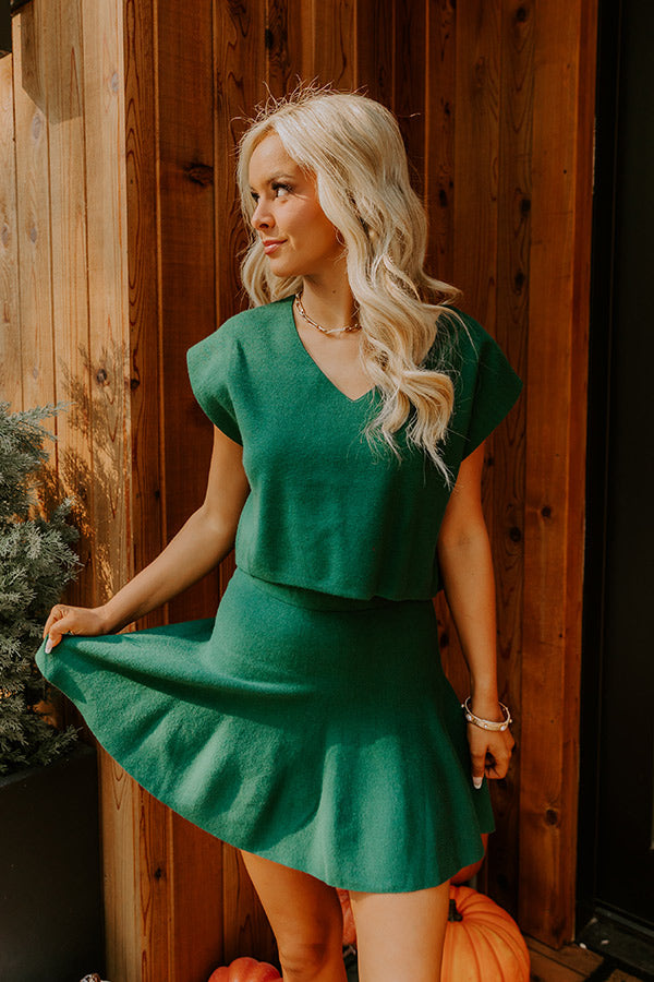 Chic A La Mode High Waist Knit Mini Skirt in Hunter Green Image 1
