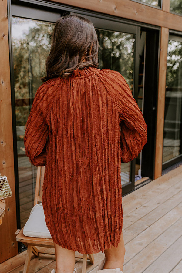 Boho Sunrise Chiffon Ruffle Mini Dress in Rust Image 5