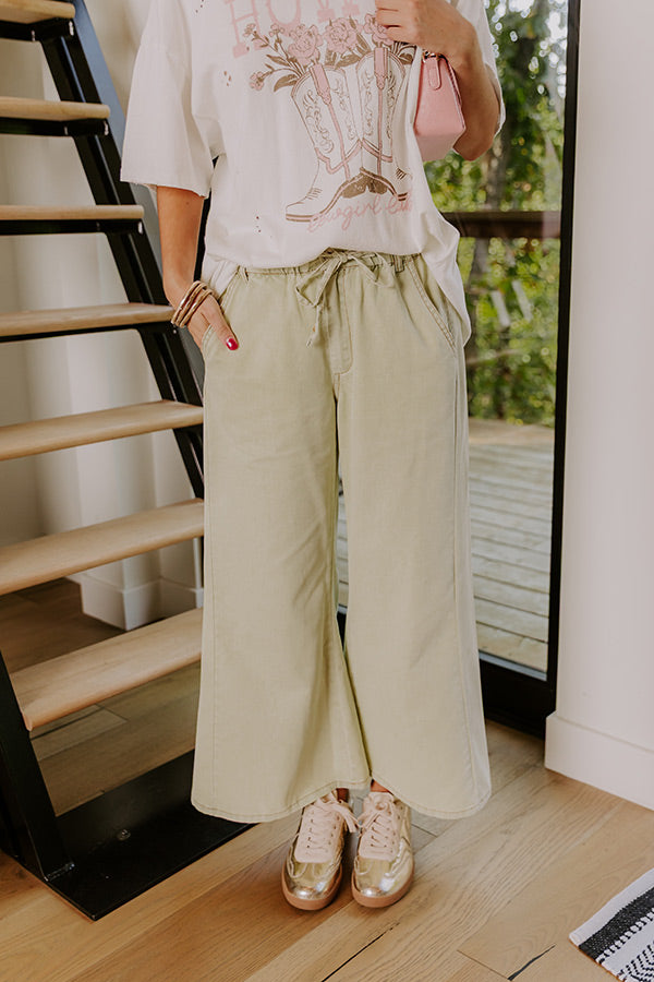 Metropolitan Muse High Waist Chambray Pants in Light Sage Image - 3