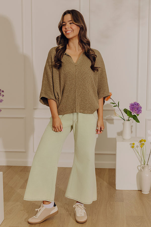 Metropolitan Muse High Waist Chambray Pants in Light Sage Image - 1