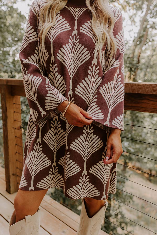 The Deco Dream Knit Mini Dress in Chocolate Image 3