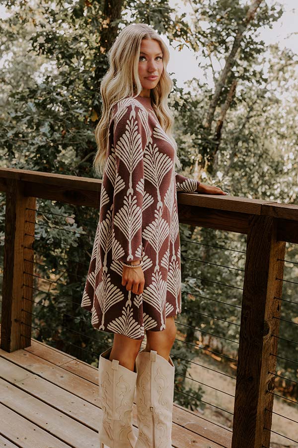 The Deco Dream Knit Mini Dress in Chocolate Image 4