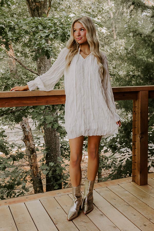 Boho Sunrise Chiffon Ruffle Mini Dress in Cream Image 2