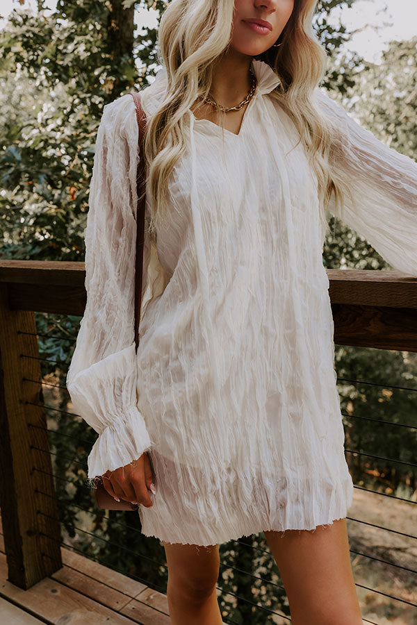 Boho Sunrise Chiffon Ruffle Mini Dress in Cream Image 3