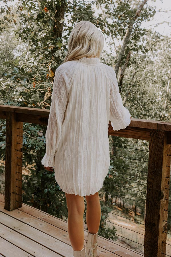 Boho Sunrise Chiffon Ruffle Mini Dress in Cream Image 5