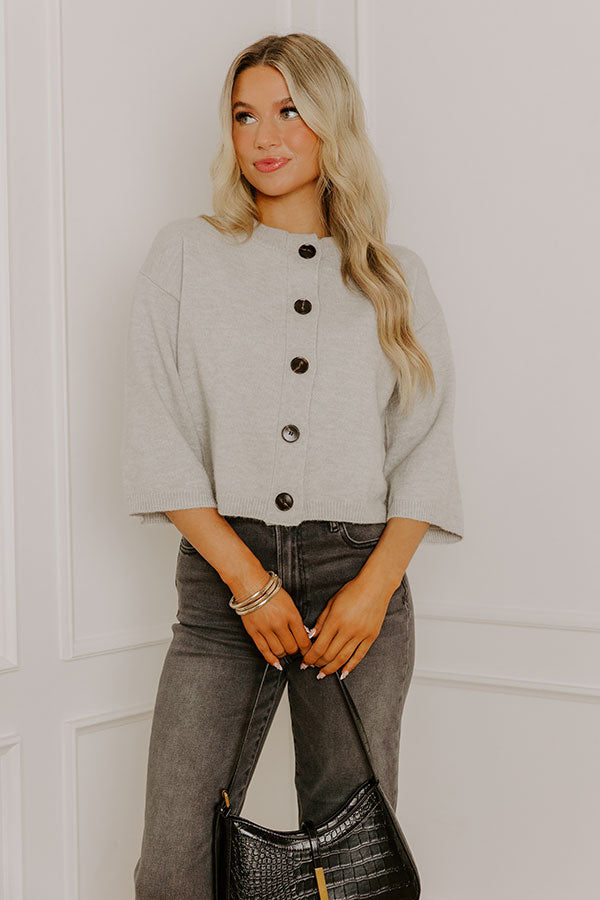 Coffee Shop Cozy Knit Cardigan in Grey Image 3