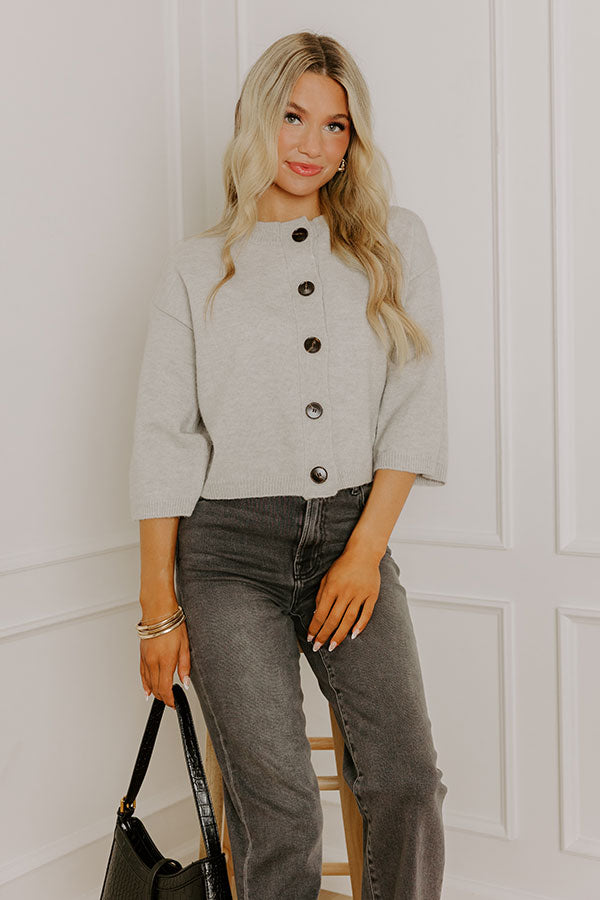 Coffee Shop Cozy Knit Cardigan in Grey Image 1