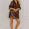 Sleek Uptown Faux Leather Mini Dress in Chestnut Image 1