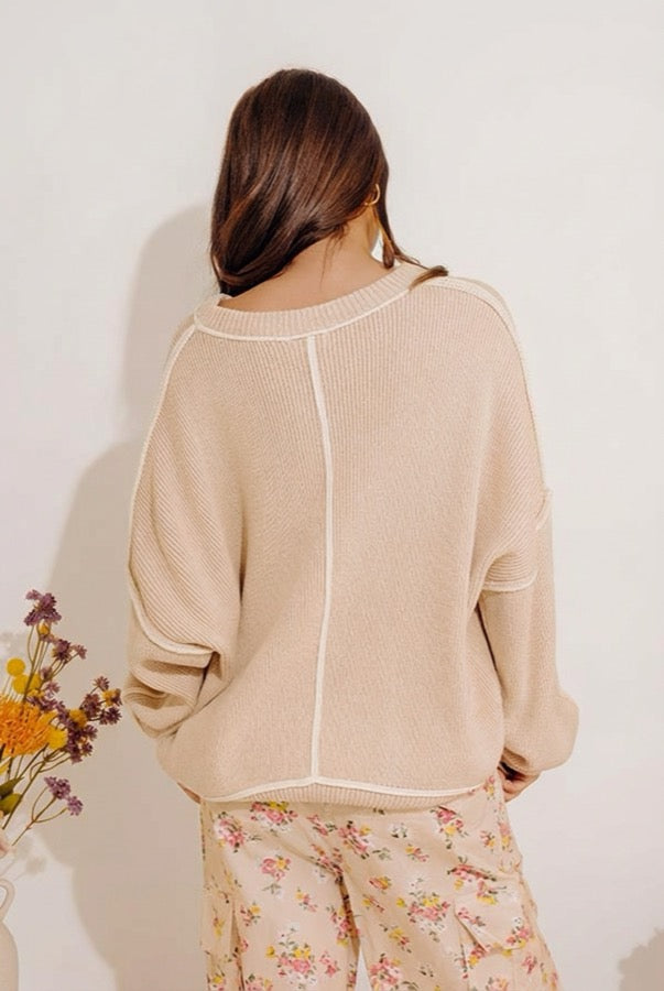 The Cozy Edit Knit Sweater in Oatmeal Image - 4
